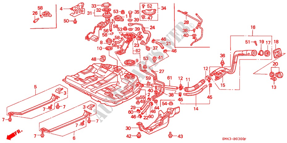 BRANDSTOF TANK voor Honda ACCORD LX 4 deuren 5-versnellings handgeschakelde versnellingsbak 1992