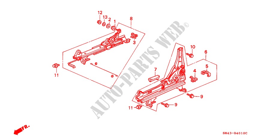 V. ZITTING COMPONENTEN(1) voor Honda ACCORD SE 4 deuren 4-traps automatische versnellingsbak 1993