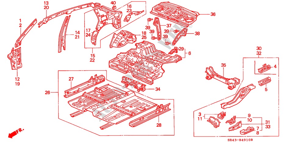 BINNEN PANELEN voor Honda CIVIC EX 4 deuren 4-traps automatische versnellingsbak 1993