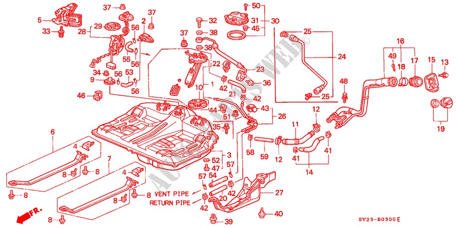 BRANDSTOF TANK(1) voor Honda ACCORD COUPE LX 2 deuren 5-versnellings handgeschakelde versnellingsbak 1994