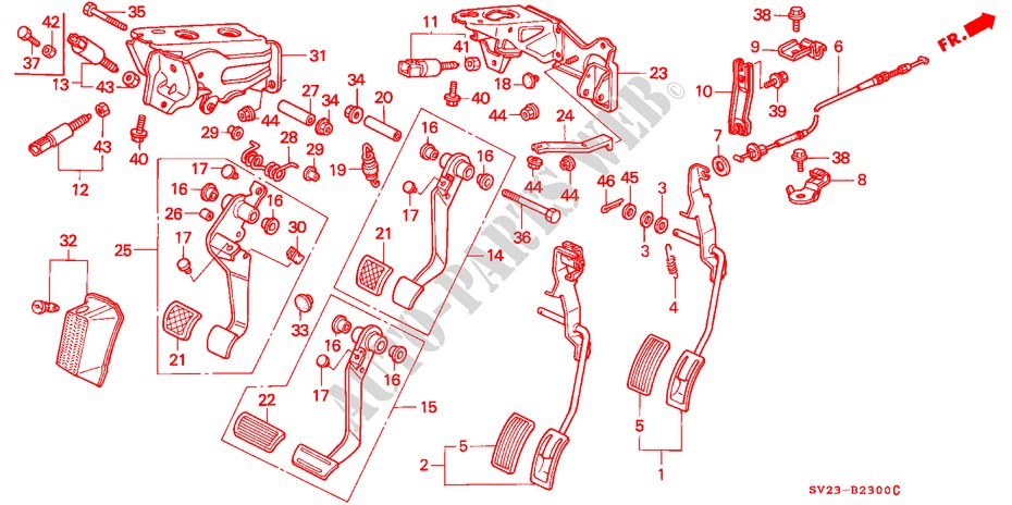 PEDAAL voor Honda ACCORD COUPE LX 2 deuren 5-versnellings handgeschakelde versnellingsbak 1995