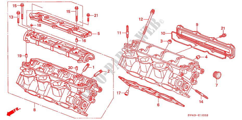 CILINDERKOP(ACHTER)(V6) voor Honda ACCORD V6 EX 4 deuren 4-traps automatische versnellingsbak 1995