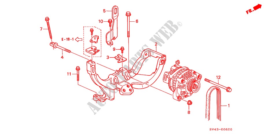 GENERATOR BEUGEL voor Honda ACCORD V6 EX 4 deuren 4-traps automatische versnellingsbak 1995