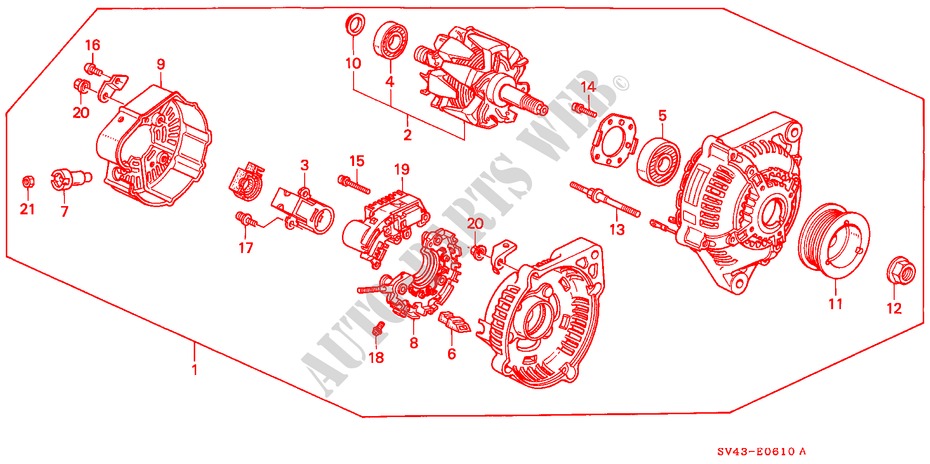GENERATOR(ND) voor Honda ACCORD DX 4 deuren 4-traps automatische versnellingsbak 1995