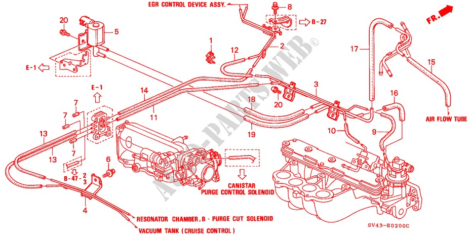 INSTALLATIEPIJP/SLANGEN voor Honda ACCORD DX 4 deuren 4-traps automatische versnellingsbak 1997