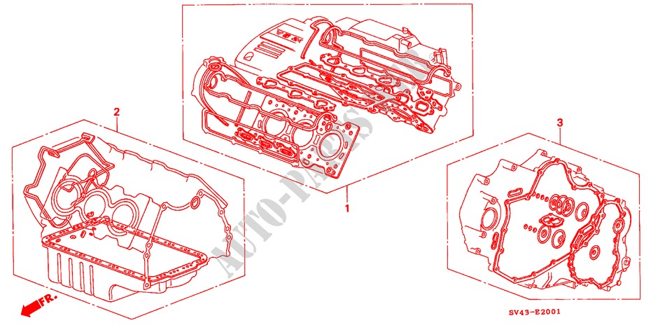 PAKKINGPAKKET(V6) voor Honda ACCORD V6 EX 4 deuren 4-traps automatische versnellingsbak 1995