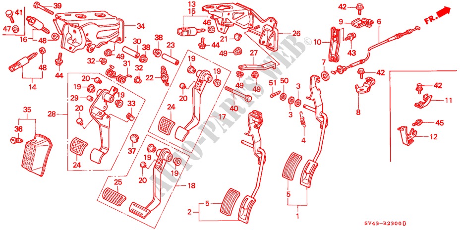 PEDAAL voor Honda ACCORD DX 4 deuren 4-traps automatische versnellingsbak 1997