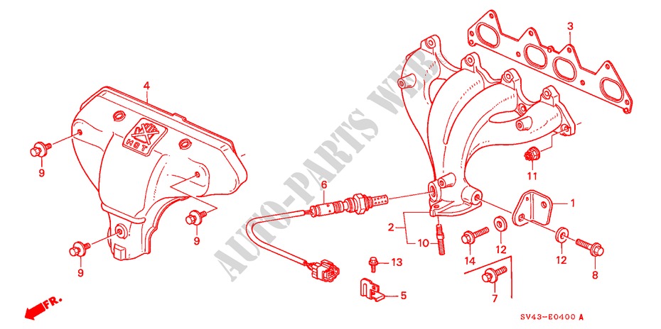 UITLAAT SPRUITSTUK(SOHC) voor Honda ACCORD DX 4 deuren 4-traps automatische versnellingsbak 1997