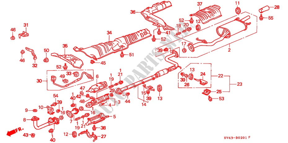 UITLAATPIJP(2) voor Honda ACCORD DX 4 deuren 4-traps automatische versnellingsbak 1995