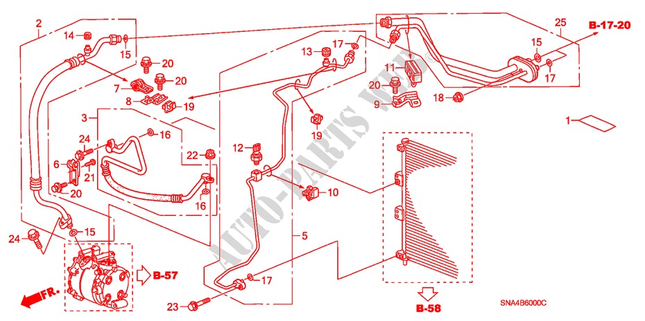 AIRCONDITIONER (SLANGEN/PIJPEN) (1.8L) voor Honda CIVIC EX-L 4 deuren 5-traps automatische versnellingsbak 2008