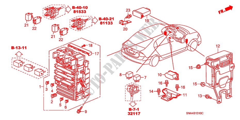 BEDIENINGSEENNEID(CABINE) (1) voor Honda CIVIC EX-L 4 deuren 5-traps automatische versnellingsbak 2008