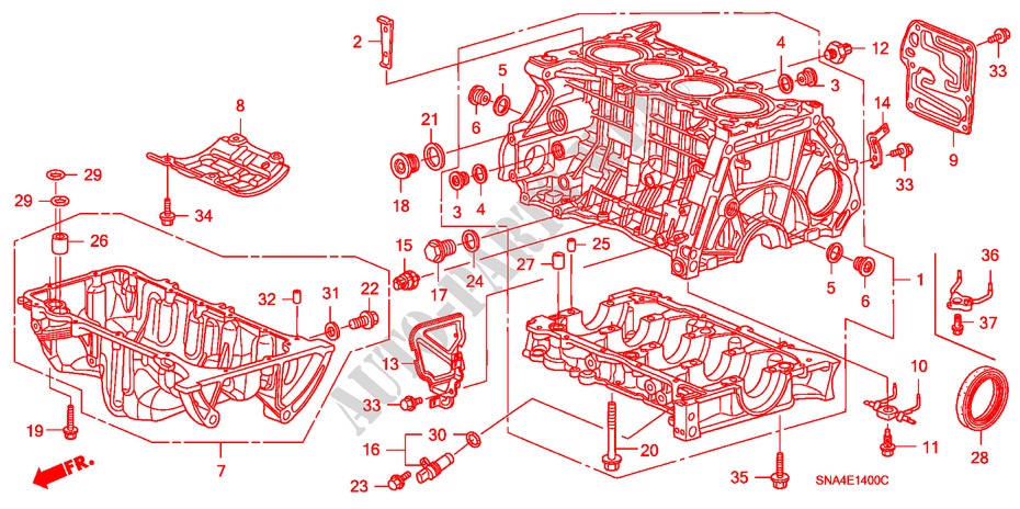 CILINDERBLOK/OLIEPAN(1.8L) voor Honda CIVIC EX 4 deuren 5-traps automatische versnellingsbak 2006