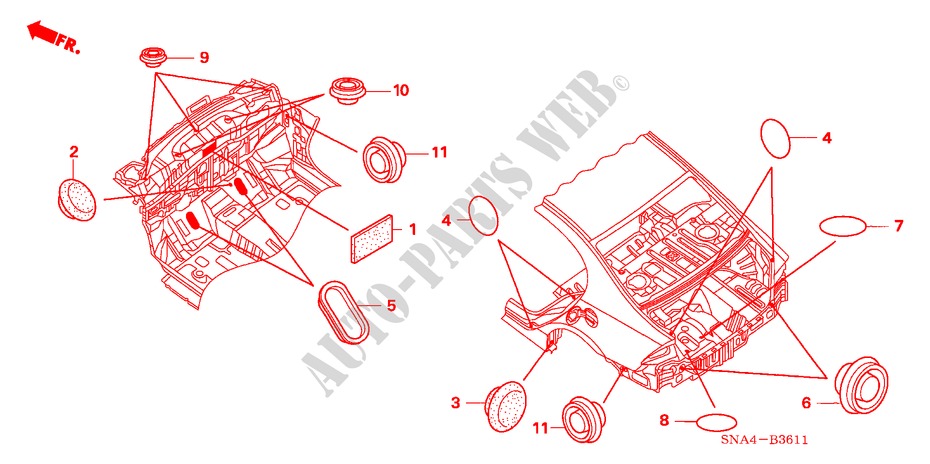 DOORVOERTULLE(ACHTER) voor Honda CIVIC EX-L 4 deuren 5-traps automatische versnellingsbak 2008