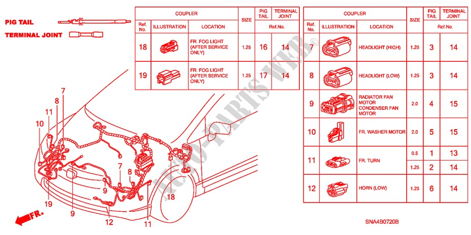 ELEKTRISCHE AANSLUITING (VOOR) voor Honda CIVIC EX-L 4 deuren 5-traps automatische versnellingsbak 2008