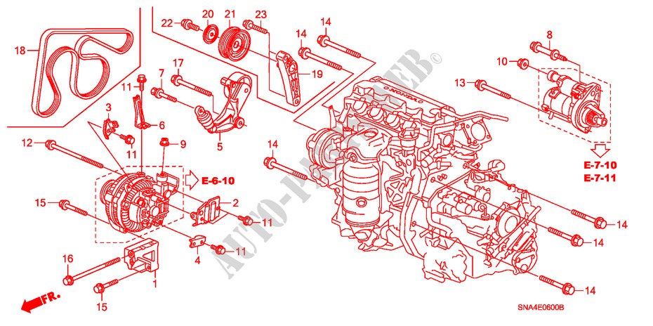 GENERATOR BEUGEL(1.8L) voor Honda CIVIC DX 4 deuren 5-traps automatische versnellingsbak 2006