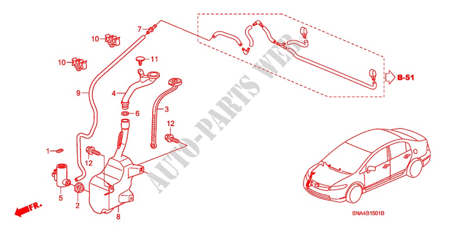 RUITESPROEIER(2) voor Honda CIVIC EX-L 4 deuren 5-traps automatische versnellingsbak 2008