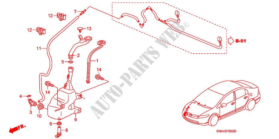 RUITESPROEIER(3) voor Honda CIVIC LX 4 deuren 5-traps automatische versnellingsbak 2007