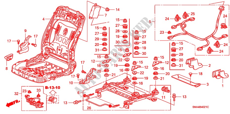 V. ZITTING COMPONENTEN (R.) (SWS) voor Honda CIVIC LX 4 deuren 5-traps automatische versnellingsbak 2007