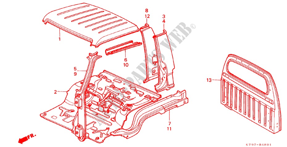 CHASSIS STRUKTUUR(2) voor Honda ACTY TRUCK DX 2 deuren 4-versnellings handgeschakelde versnellingsbak 1983