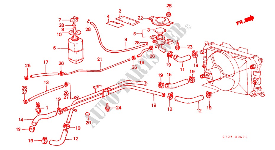 RADIATOR PIJP/BUIS voor Honda ACTY TRUCK DX 2 deuren 4-versnellings handgeschakelde versnellingsbak 1983