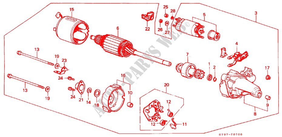 STARTMOTOR(DENSO)(1) voor Honda ACTY TRUCK DX 2 deuren 4-versnellings handgeschakelde versnellingsbak 1983