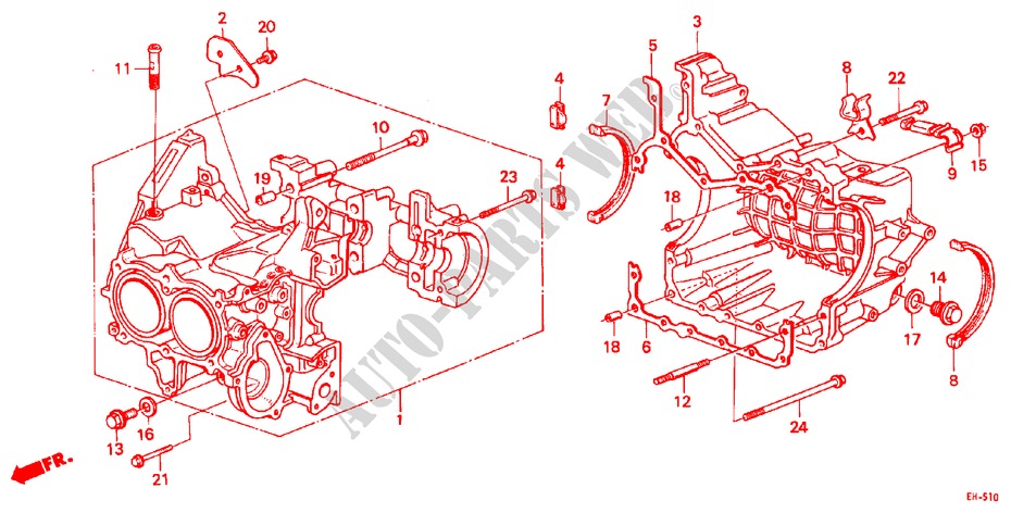 CILINDERBLOK/OLIEPAN voor Honda ACTY VAN DX 5 deuren 4-versnellings handgeschakelde versnellingsbak 1987