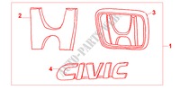 EMBLEEM GOUD voor Honda CIVIC COUPE 1.6ISR 2 deuren 4-traps automatische versnellingsbak 2000