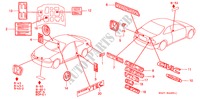 EMBLEMEN voor Honda CIVIC COUPE VTI-R 2 deuren 5-versnellings handgeschakelde versnellingsbak 2000