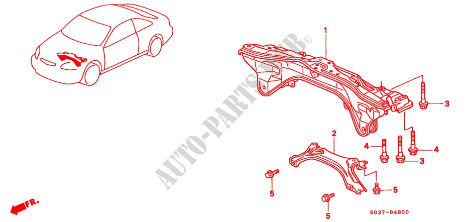 ACHTER BALK voor Honda CIVIC COUPE 1.6ISR 2 deuren 4-traps automatische versnellingsbak 2000