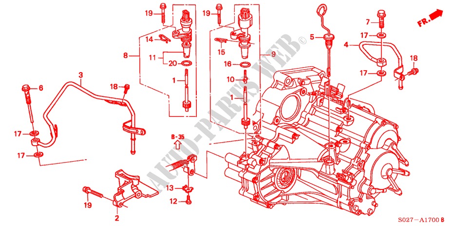 ATF PIJP/SNELHEIDSENSOR(2) voor Honda CIVIC COUPE 1.6ISR VTEC 2 deuren 4-traps automatische versnellingsbak 1999