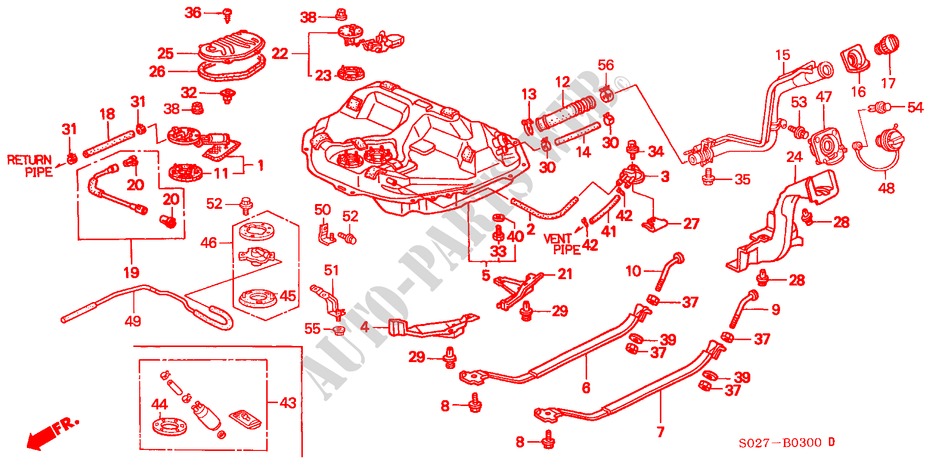 BRANDSTOF TANK voor Honda CIVIC COUPE 1.6ILS 2 deuren 5-versnellings handgeschakelde versnellingsbak 2000