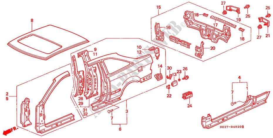 BUITEN PANELEN voor Honda CIVIC COUPE 1.6ILS 2 deuren 5-versnellings handgeschakelde versnellingsbak 2000