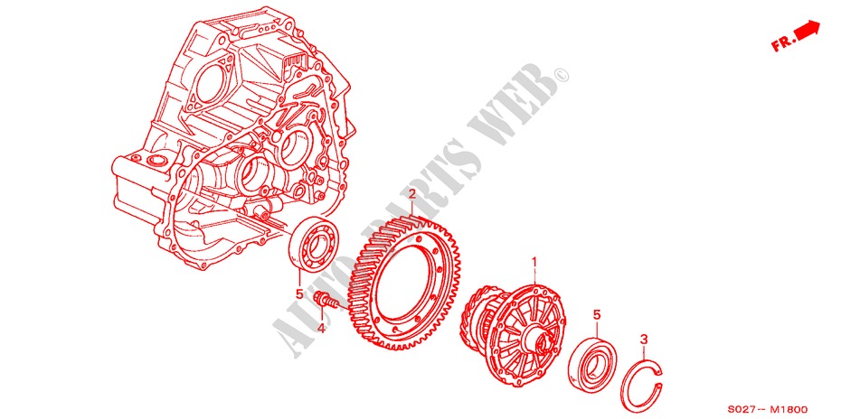 DIFFERENTIEEL VERSNELLING (DOHC) voor Honda CIVIC COUPE VTI-R 2 deuren 5-versnellings handgeschakelde versnellingsbak 2000