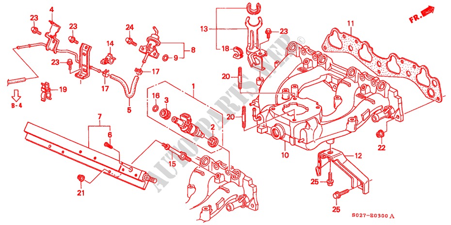 INLAAT SPRUITSTUK(SOHC) voor Honda CIVIC COUPE 1.6ILS 2 deuren 5-versnellings handgeschakelde versnellingsbak 2000
