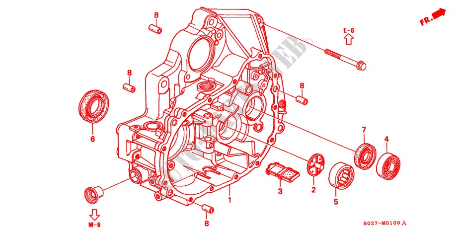 KOPPELING BEHUIZING(SOHC) voor Honda CIVIC COUPE 1.6ILS 2 deuren 5-versnellings handgeschakelde versnellingsbak 2000