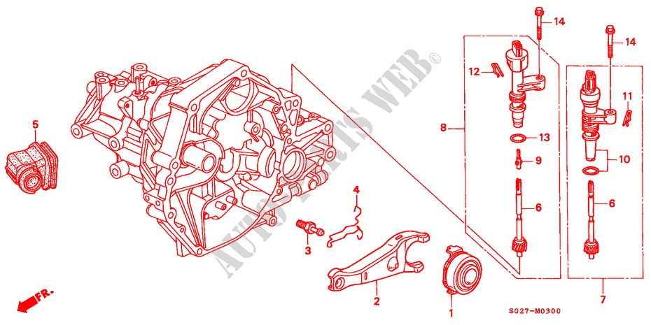 KOPPELING TERUGKEER(SOHC) voor Honda CIVIC COUPE 1.6ILS 2 deuren 5-versnellings handgeschakelde versnellingsbak 2000