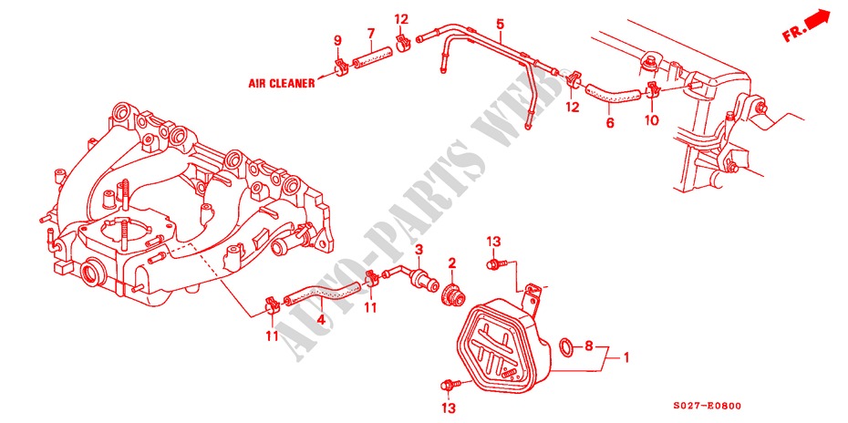 ONTLUCHTKAMER(SOHC) voor Honda CIVIC COUPE 1.6ILS 2 deuren 5-versnellings handgeschakelde versnellingsbak 2000