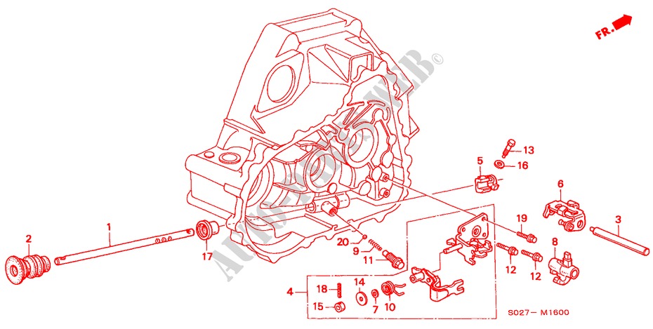 OVERSCHAKELSTANG/OVERSCHAKELHOUDER (DOHC) voor Honda CIVIC COUPE VTI-R 2 deuren 5-versnellings handgeschakelde versnellingsbak 2000