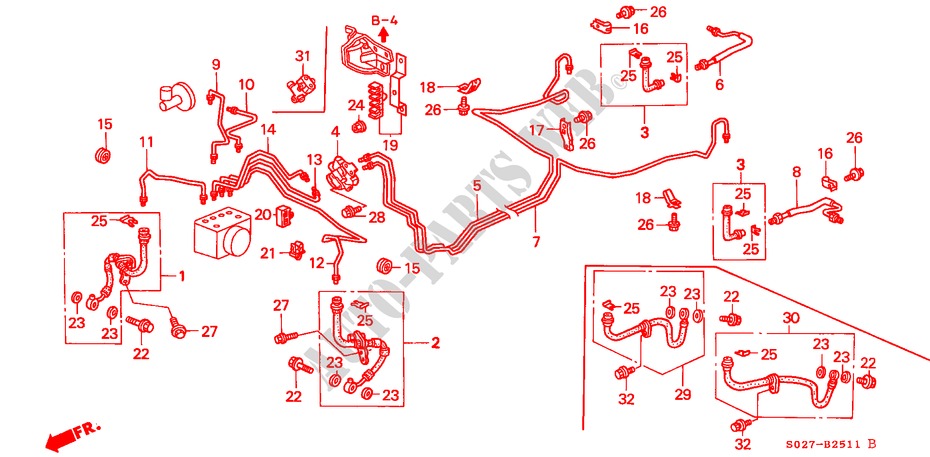 REMVOERINGEN(ABS) (RH) voor Honda CIVIC COUPE VTI-R 2 deuren 5-versnellings handgeschakelde versnellingsbak 2000
