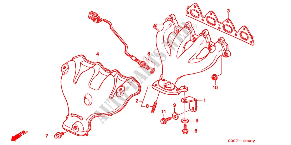 UITLAAT SPRUITSTUK(SOHC) (2) voor Honda CIVIC COUPE 1.6ILS 2 deuren 5-versnellings handgeschakelde versnellingsbak 2000