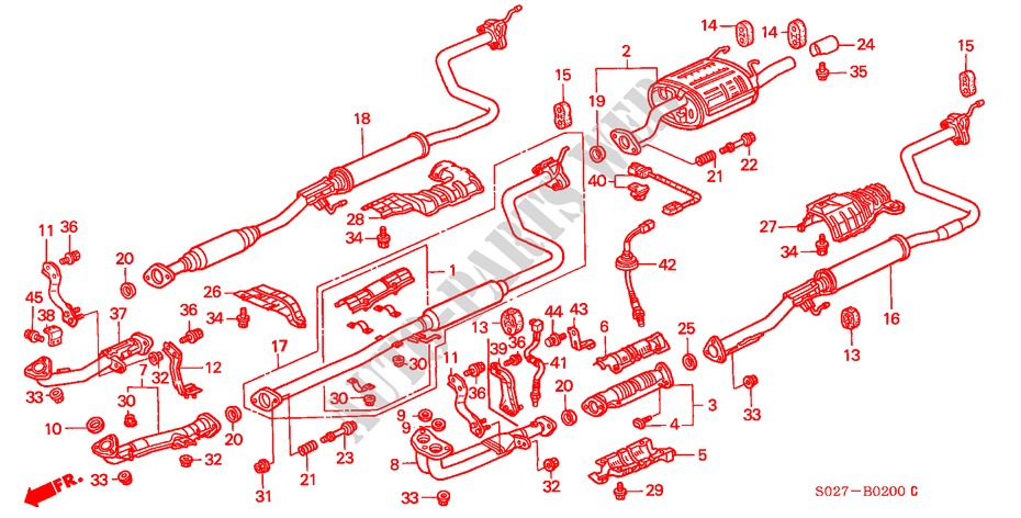 UITLAATPIJP voor Honda CIVIC COUPE 1.6ILS 2 deuren 4-traps automatische versnellingsbak 2000