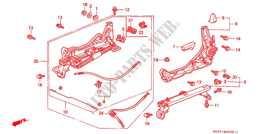 V. ZITTING COMPONENTEN (L.)(RH) voor Honda CIVIC COUPE VTI-R 2 deuren 5-versnellings handgeschakelde versnellingsbak 2000