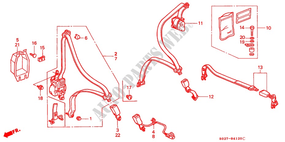 VEILIGHEIDSRIEMEN voor Honda CIVIC COUPE 1.6ISR VTEC 2 deuren 4-traps automatische versnellingsbak 1999
