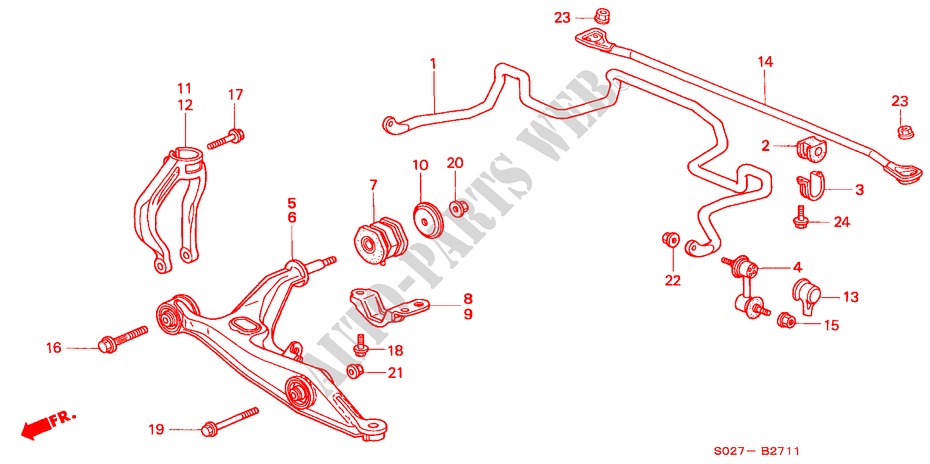 VOOR ONDER ARM(2) voor Honda CIVIC COUPE VTI-R 2 deuren 5-versnellings handgeschakelde versnellingsbak 2000