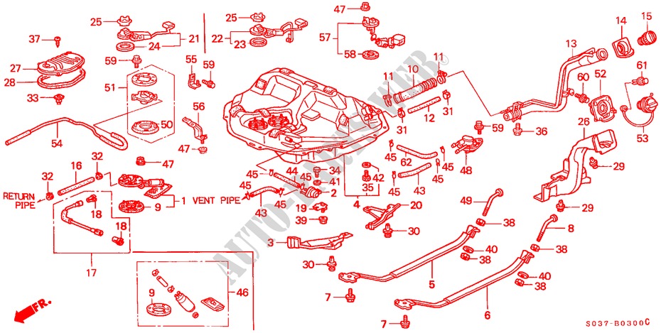 BRANDSTOF TANK voor Honda CIVIC 1.6VTI 3 deuren 5-versnellings handgeschakelde versnellingsbak 1997