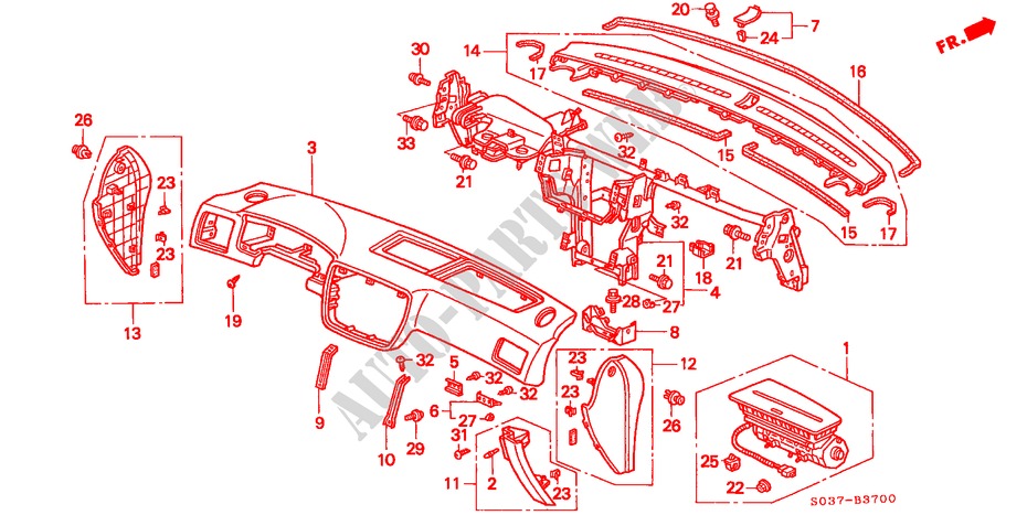 INSTRUMENTEN PANEEL(LH) voor Honda CIVIC 1.6VTI 3 deuren 5-versnellings handgeschakelde versnellingsbak 1997