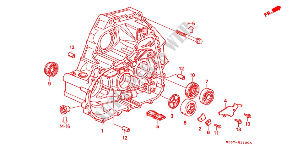 KOPPELING BEHUIZING(DOHC) voor Honda CIVIC 1.6VTI 3 deuren 5-versnellings handgeschakelde versnellingsbak 1997