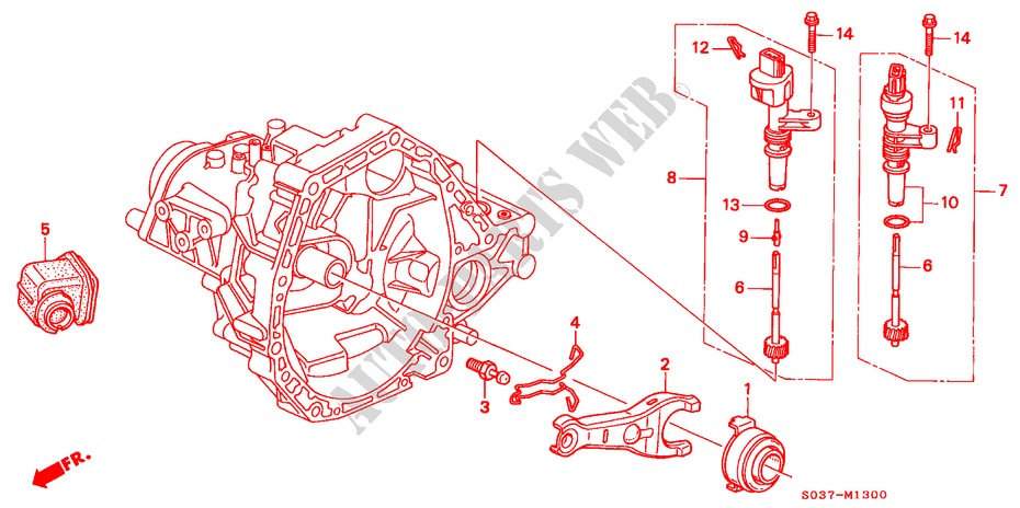KOPPELING TERUGKEER(DOHC) voor Honda CIVIC 1.6VTI 3 deuren 5-versnellings handgeschakelde versnellingsbak 1997