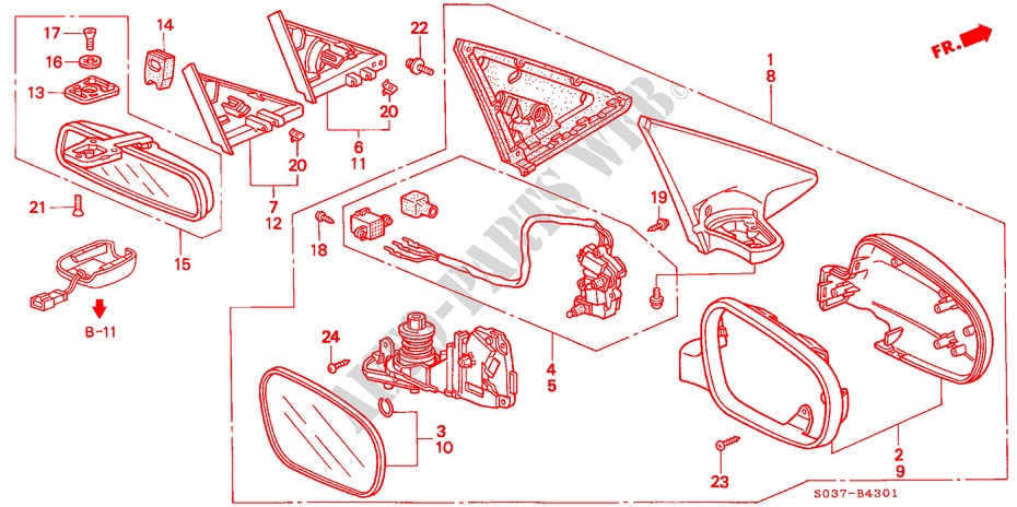 SPIEGEL(2) voor Honda CIVIC 1.6VTI 3 deuren 5-versnellings handgeschakelde versnellingsbak 1997
