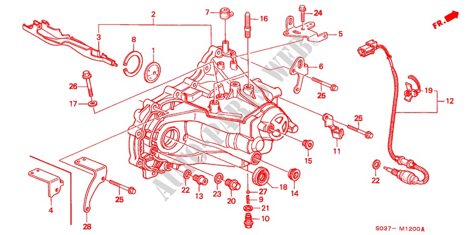 TRANSMISSIE BEHUIZING (DOHC) voor Honda CIVIC 1.6VTI 3 deuren 5-versnellings handgeschakelde versnellingsbak 1997
